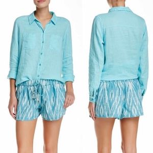 Calypso St. Barth Blue Jenora Ikat Tassel Shorts S